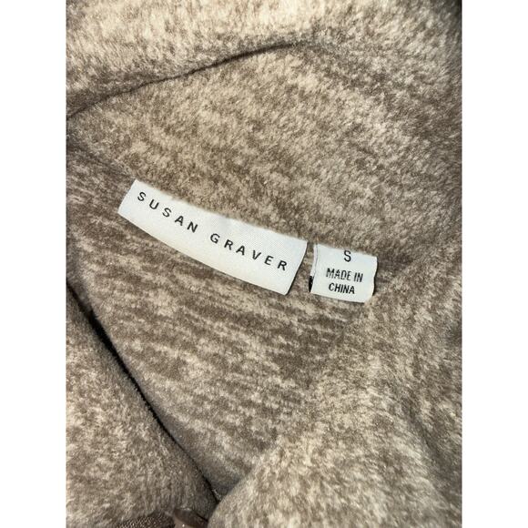 Susan Graver Weekend Polar Fleece Jacket Small Heathered Tan Zip Front Mock Neck - Picture 5 of 5